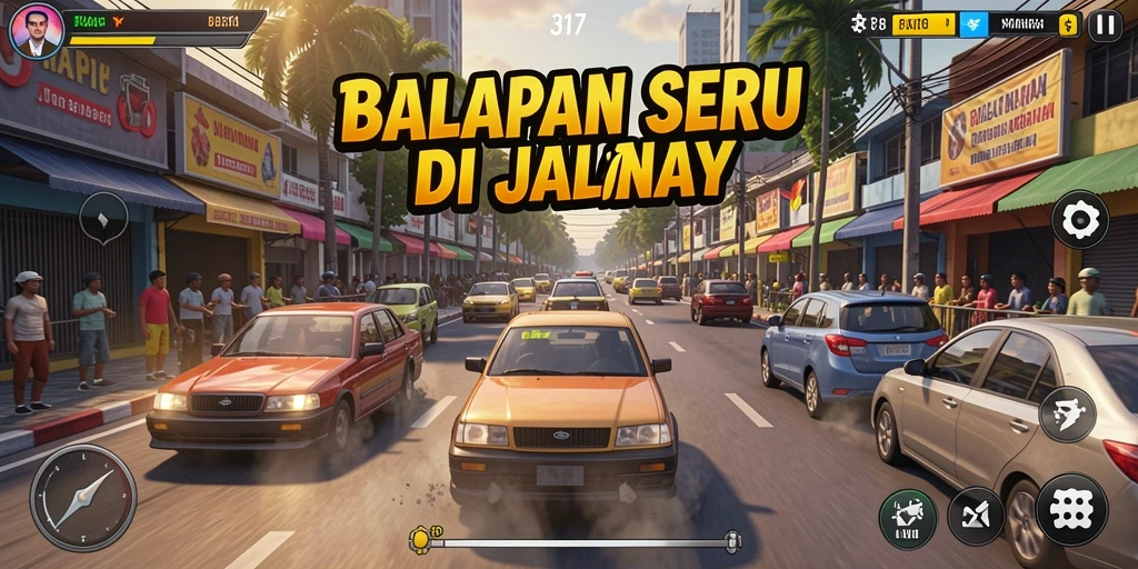 Tampilan gameplay mendebarkan dari balapan 3178.
