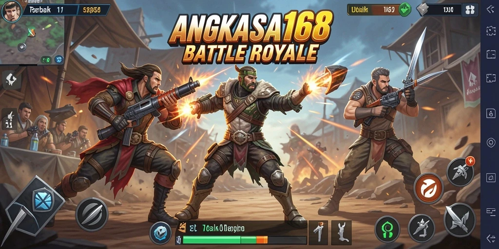 Tampilan gameplay menegangkan dari ANGKASA168 dalam mode Battle Royale.