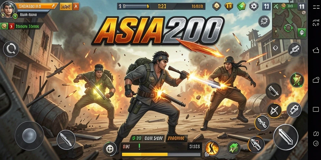 Screenshot permainan ASIA200 menampilkan intensitas pertempuran TPS yang epik.