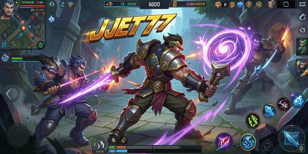 Screenshot menunjukkan aksi seru dalam pertarungan MOBA.