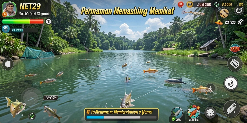 Screenshot gameplay NET29 menampilkan aksi memancing yang seru.