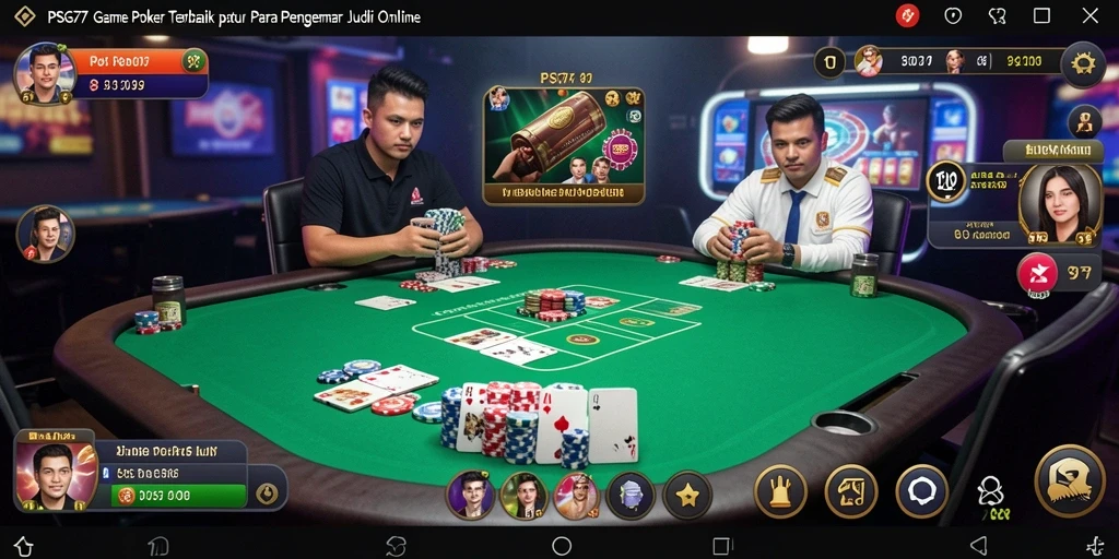 Screenshot gameplay Poker dengan pemain yang sedang beraksi.