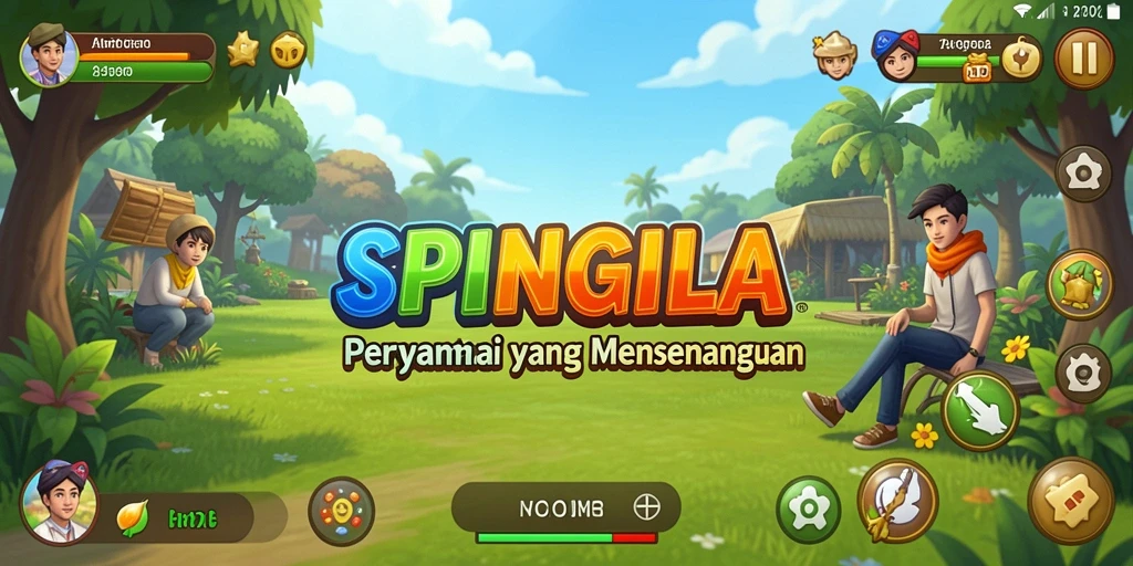Tampilan gameplay SPINGILA yang penuh warna dan menyenangkan.