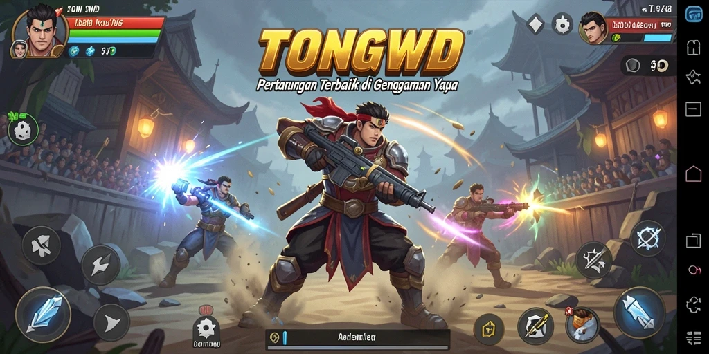 Screenshot gameplay TONGWD menampilkan aksi pertarungan yang dramatis dan mendebarkan.